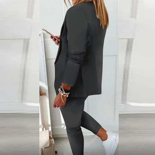 Elegant enfärgat blazerset för kvinnor