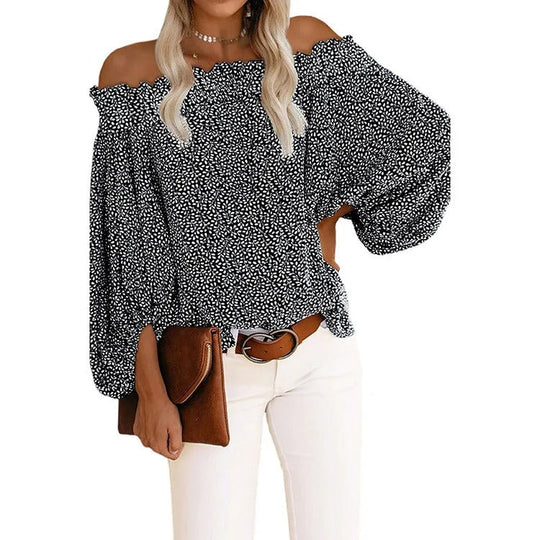 Damtopp - Off shoulder blus med polkadottryck - Perfekt för chic sommarkläder
