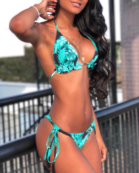 Bikini set - tropical print halterneck - perfect for the beach and summer