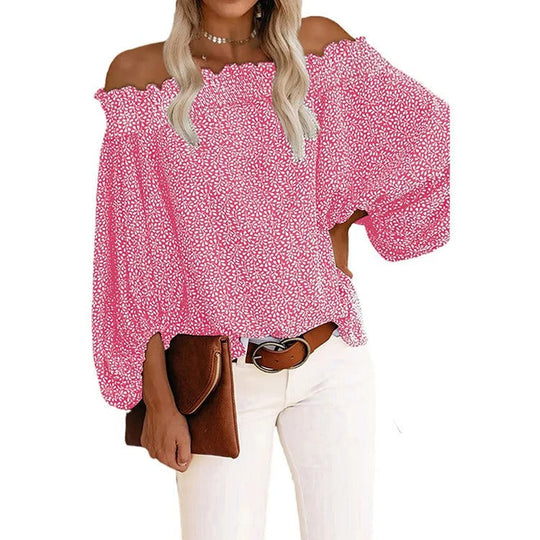 Damtopp - Off shoulder blus med polkadottryck - Perfekt för chic sommarkläder