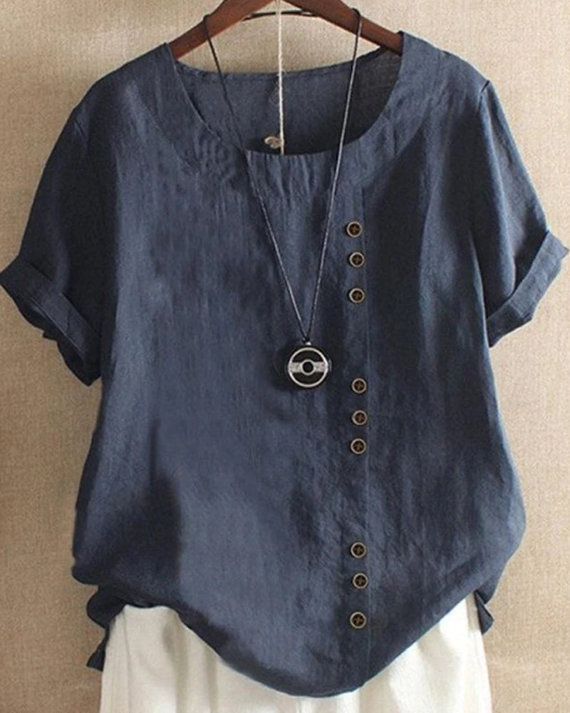Mjuk kortärmad T-shirt med rund halsringning