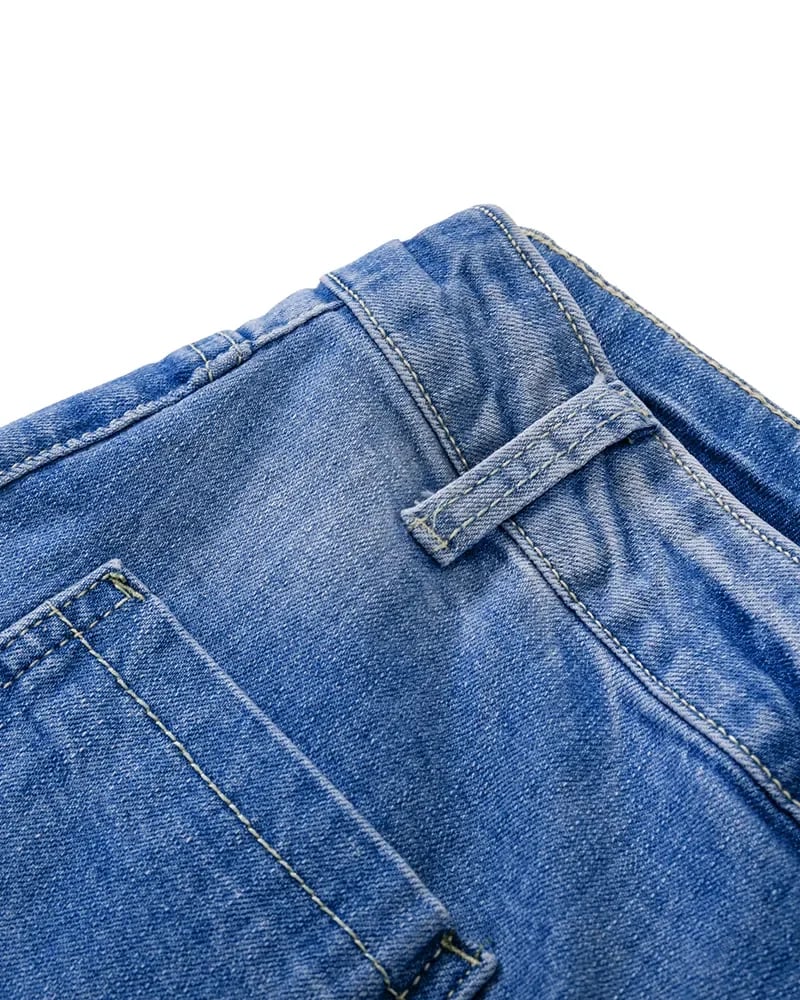 Button Fly Booty Jeans med hög midja och utsvängda ben