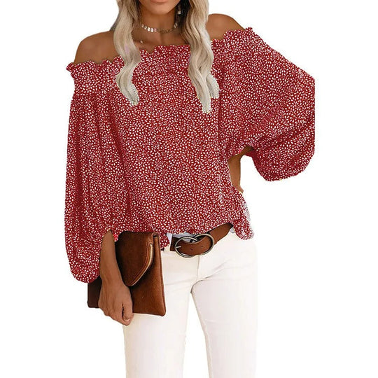 Damtopp - Off shoulder blus med polkadottryck - Perfekt för chic sommarkläder