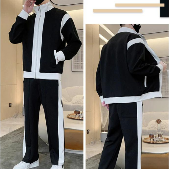 Herrkläder - Casual Set - Zip Up Stand Collar Jacka och joggingbyxor - Perfekt för vår- och höstkläder