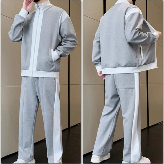 Herrkläder - Casual Set - Zip Up Stand Collar Jacka och joggingbyxor - Perfekt för vår- och höstkläder
