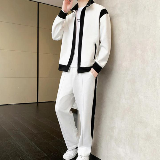 Herrkläder - Casual Set - Zip Up Stand Collar Jacka och joggingbyxor - Perfekt för vår- och höstkläder