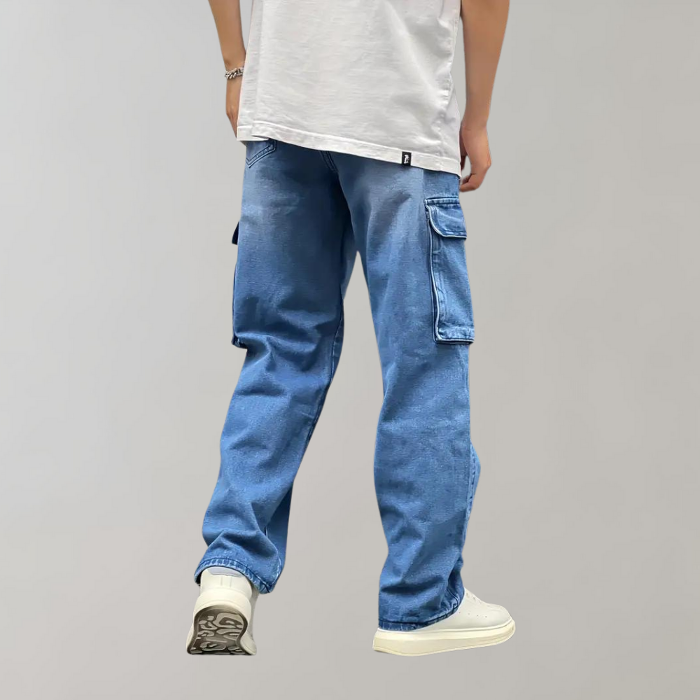 Herrbyxor - cargobyxor - Jeans med multificka - Perfekt för vår- och sommarkläder