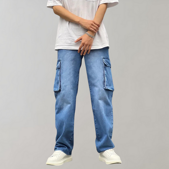 Herrbyxor - cargobyxor - Jeans med multificka - Perfekt för vår- och sommarkläder