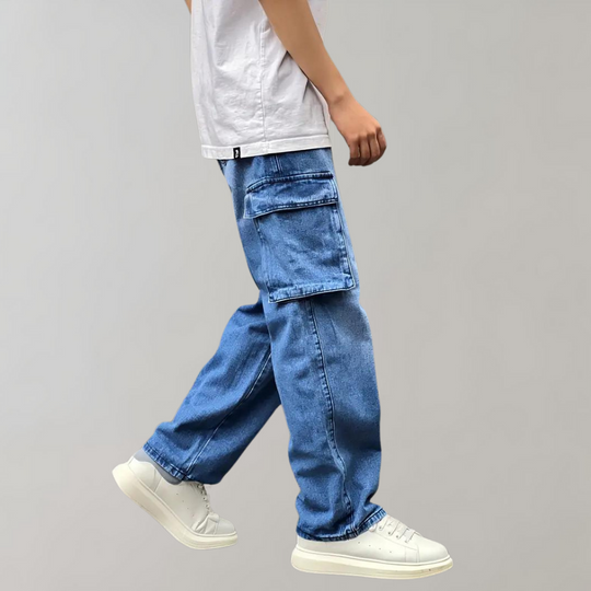 Herrbyxor - cargobyxor - Jeans med multificka - Perfekt för vår- och sommarkläder