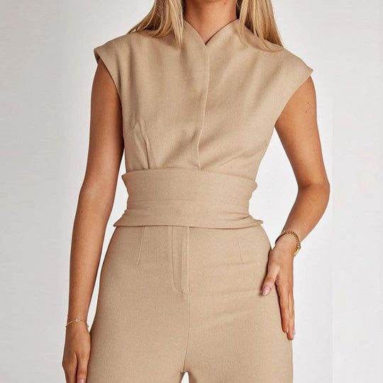 Trendig jumpsuit med byxor med vida ben för enkel stil