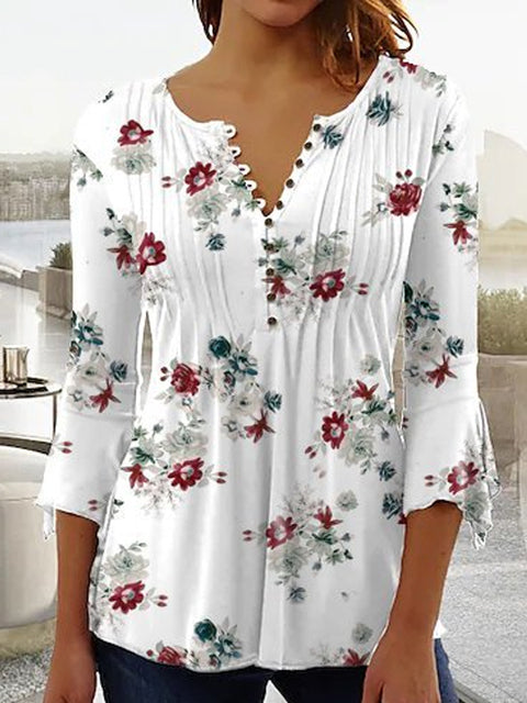 Damtopp - Chic blus med rosettärm - Perfekt för sommardagar