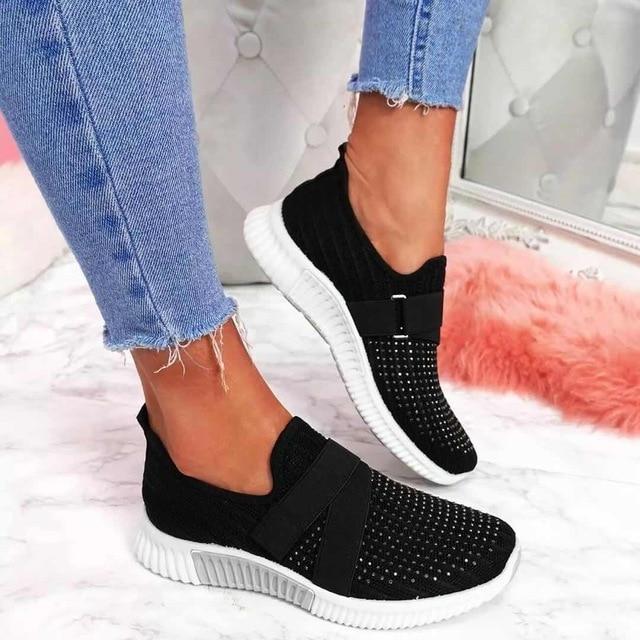 HiSneakesr Slip On Dames Sneakers Met Klittenband | Verbeter je loophouding!