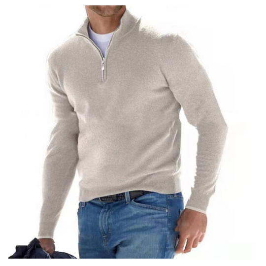 Luca Belloni Trui Merino V-ringad hals trui med rits
