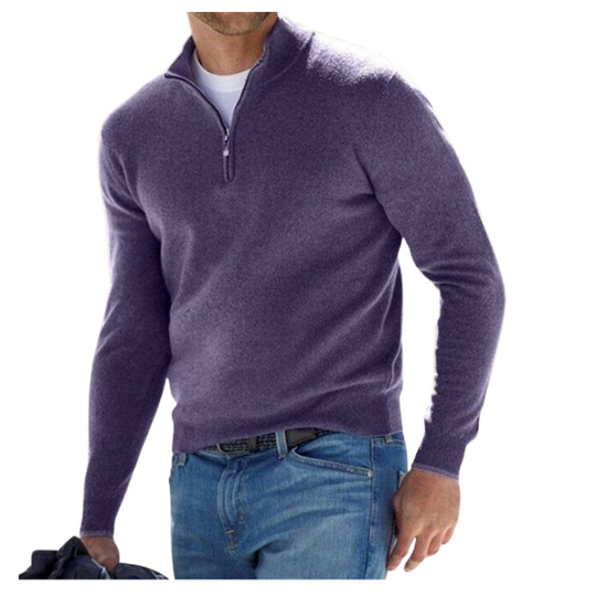 Luca Belloni Trui Merino V-ringad hals trui med rits
