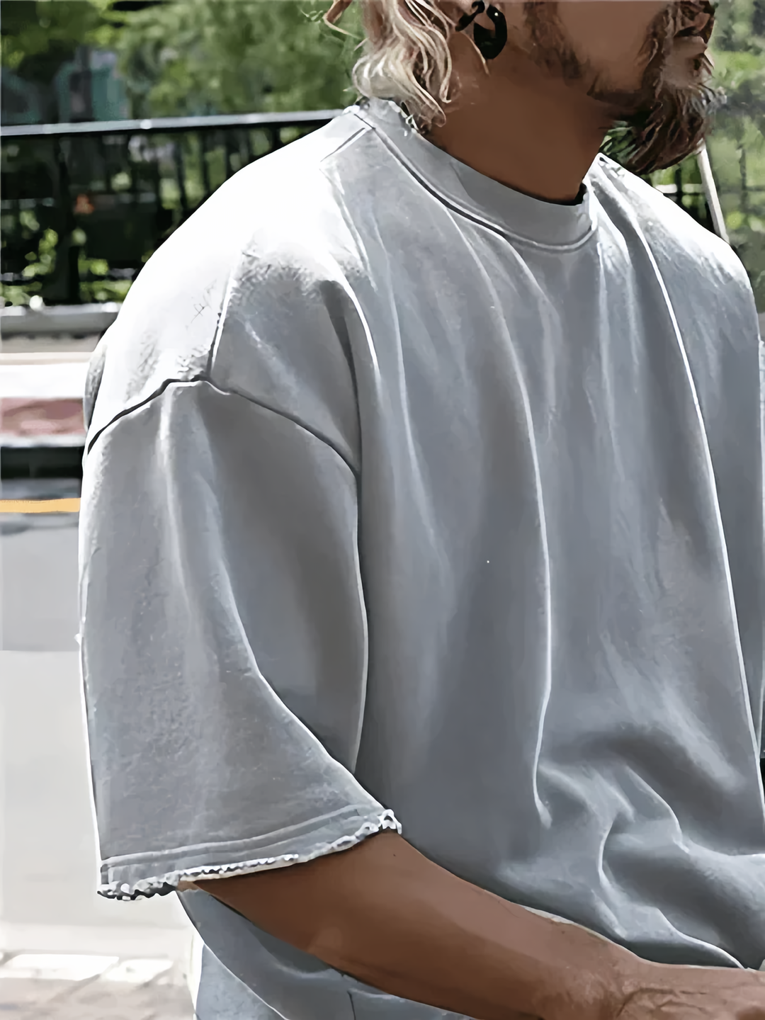 Herrkläder - Lös passform - T-shirt och shorts med mellanlånga ärmar - Perfekt för vardags- och sommarkläder
