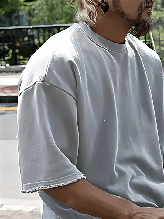 Herrkläder - Lös passform - T-shirt och shorts med mellanlånga ärmar - Perfekt för vardags- och sommarkläder