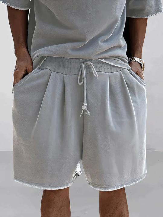 Herrkläder - Lös passform - T-shirt och shorts med mellanlånga ärmar - Perfekt för vardags- och sommarkläder