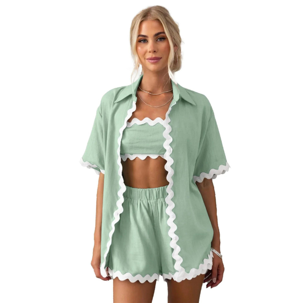 Damkläder - Kortärmade volanger och shorts - Perfekt för vardags- och sommarkläder
