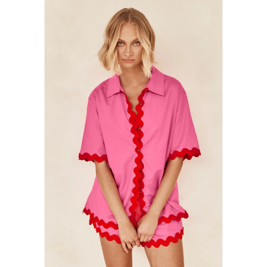 Damkläder - Kortärmade volanger och shorts - Perfekt för vardags- och sommarkläder