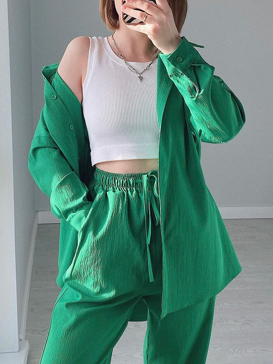 Damkläder - Streetwear-set - Långärmade toppar och byxor - Perfekt för vardags- och vårkläder