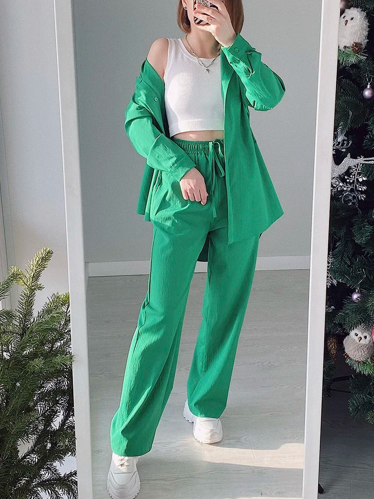 Damkläder - Streetwear-set - Långärmade toppar och byxor - Perfekt för vardags- och vårkläder