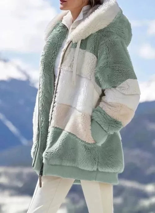 Dam - Teddyjacka med huva och dragkedja - Snygg design