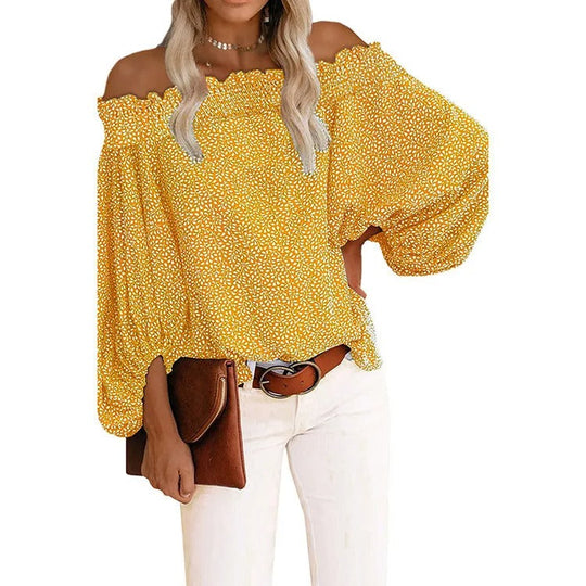 Damtopp - Off shoulder blus med polkadottryck - Perfekt för chic sommarkläder