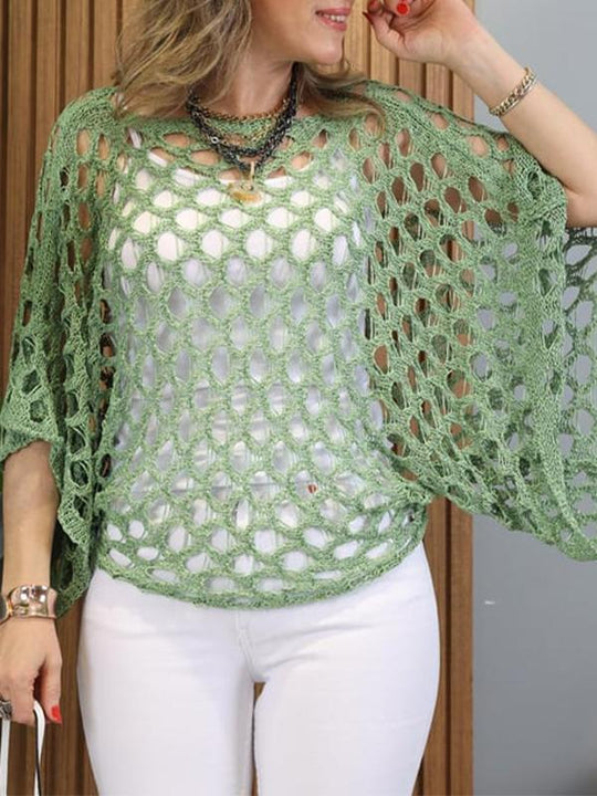 Vintage-blus med hålmönster perfekt för vår och sommar