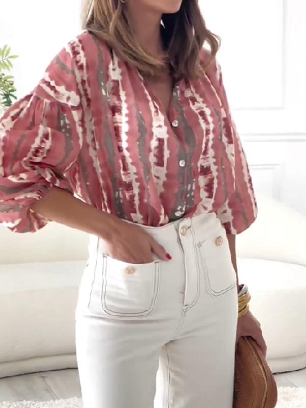 Vintage Tie Die blus med puffärm perfekt för en date night