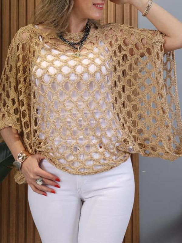 Vintage-blus med hålmönster perfekt för vår och sommar
