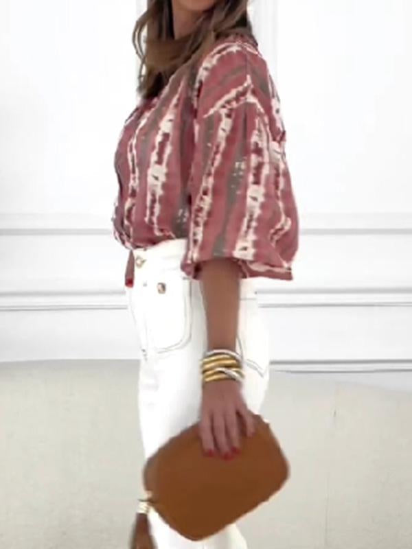 Vintage Tie Die blus med puffärm perfekt för en date night