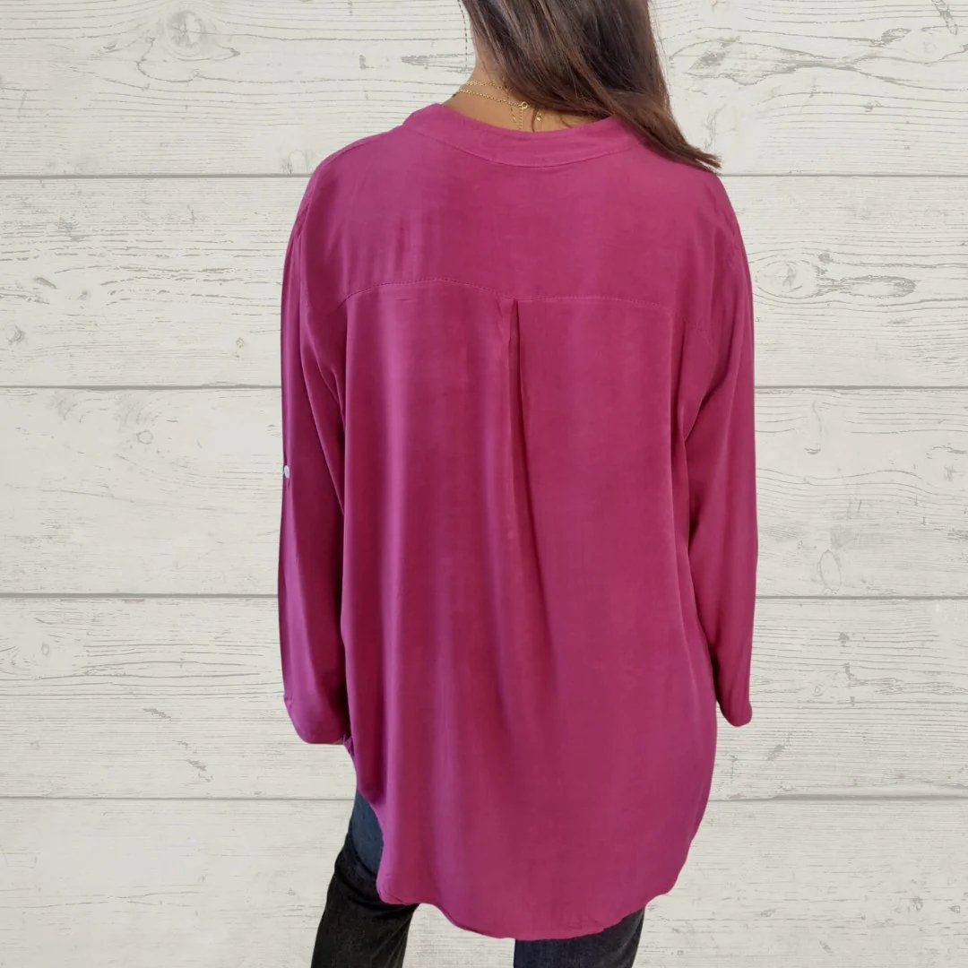 Jannicke Patchwork Skjorta med paljetter och V-ringning i patchwork-look