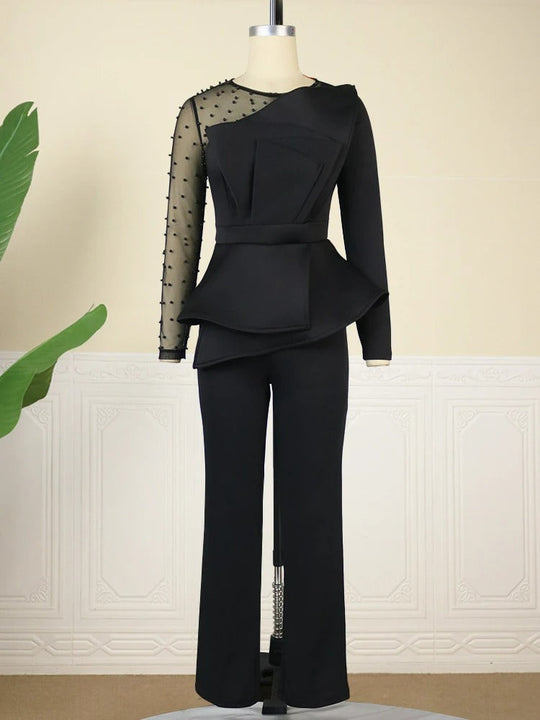 Enkel patchwork-jumpsuit med fleecetyg och bekväma byxor