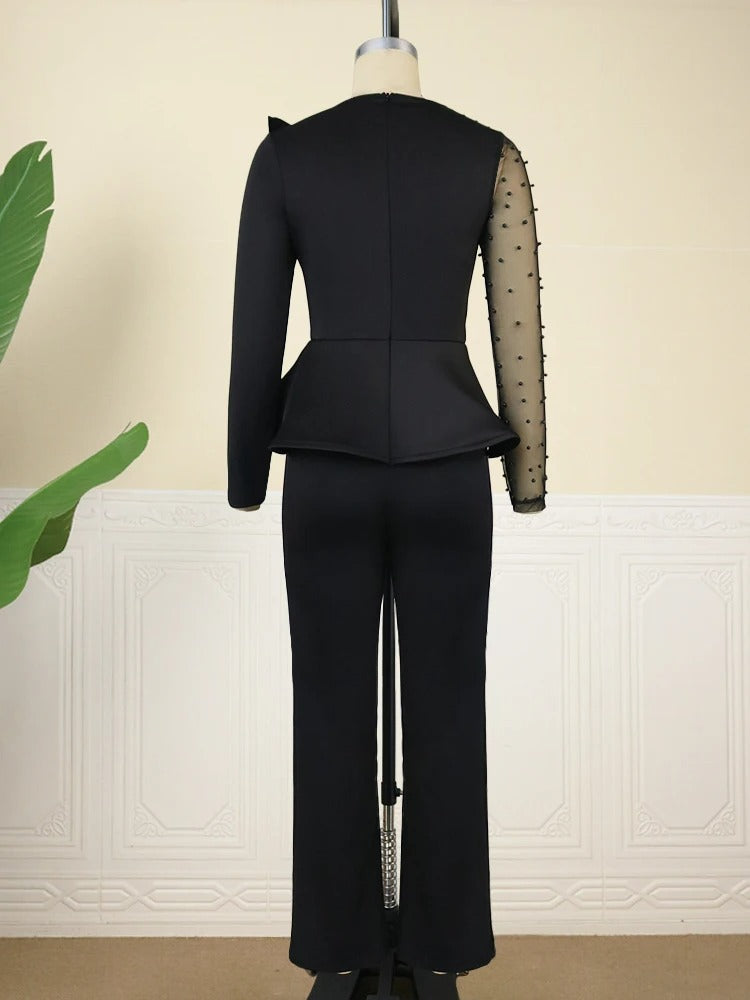 Enkel patchwork-jumpsuit med fleecetyg och bekväma byxor