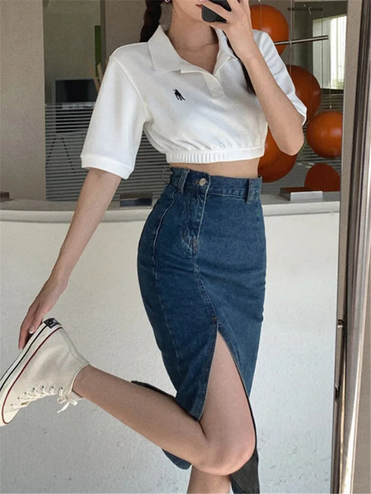 Denimkjolar - Pencil Skirt - långa kjolar med sidoslitsar - Perfekt för våren och sommaren