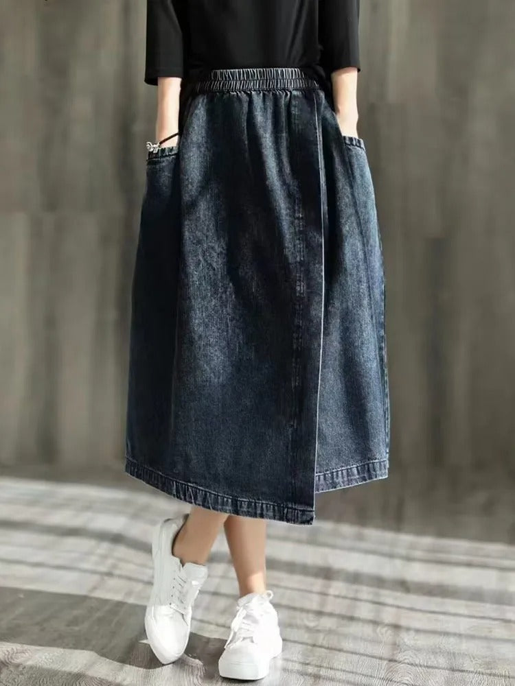 Denimkjolar - utsvängda kjolar - resår Hög midja - Perfekt för vår och sommar