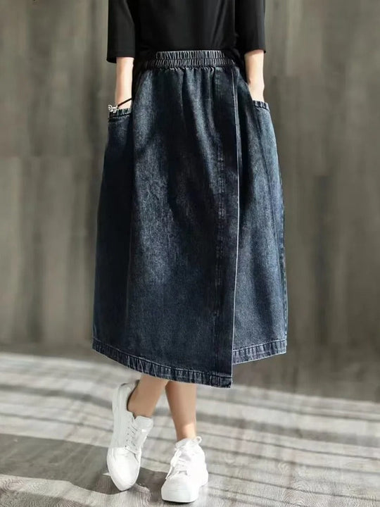 Denimkjolar - utsvängda kjolar - resår Hög midja - Perfekt för vår och sommar