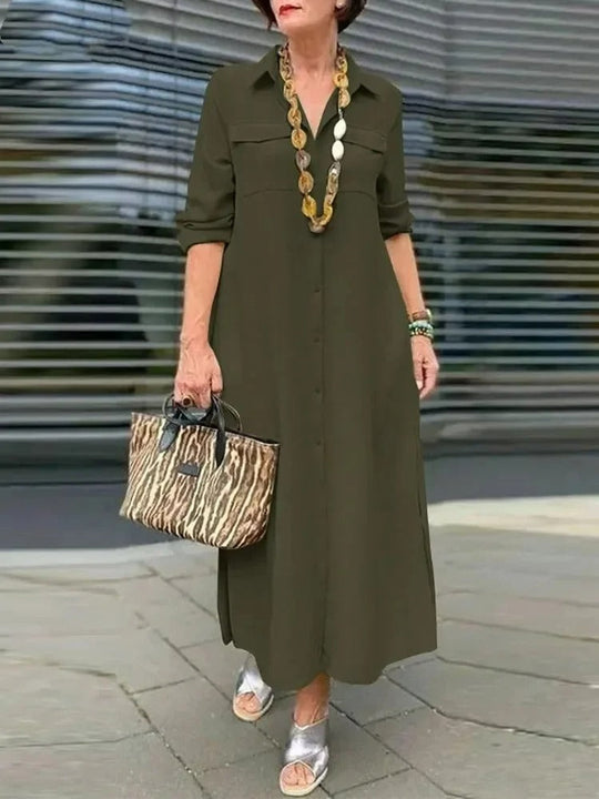 Ulla elegant enkel blus med v-ringning klänning