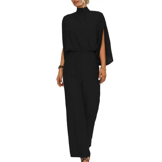 Gina lätt, enkel jumpsuit med ståkrage och vida byxor
