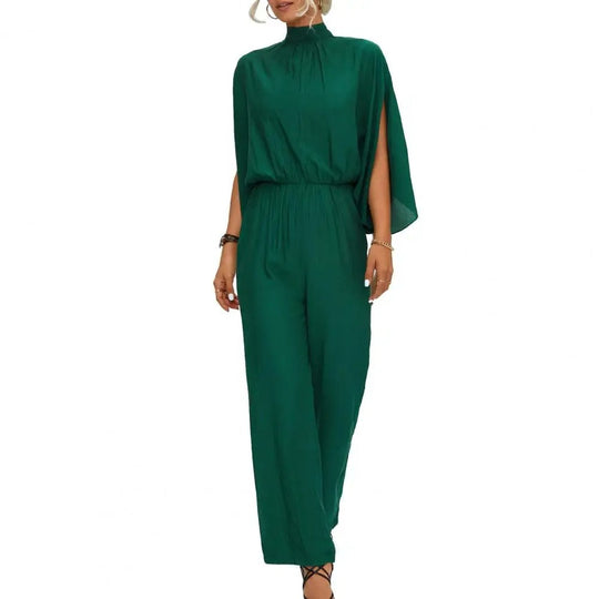 Gina lätt, enkel jumpsuit med ståkrage och vida byxor