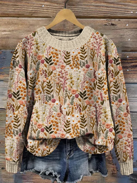 Liva Tröja med broderade blommor