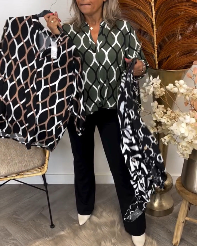 Tanya Casual långärmad blus med vackert mönster
