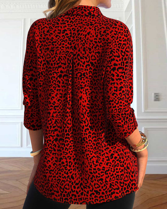 Wilma™️ Avslappnad skjorta med leopardmönster