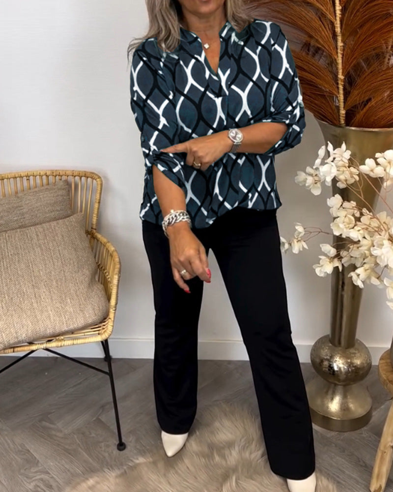 Tanya Casual långärmad blus med vackert mönster