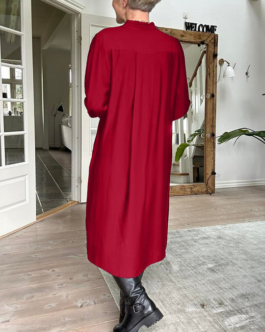 Ängla™ Avslappnad enfärgad klänning med V-ringning