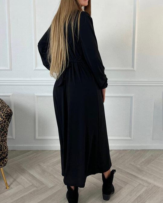 Greta™ Sexig enfärgad klänning med lång ärm