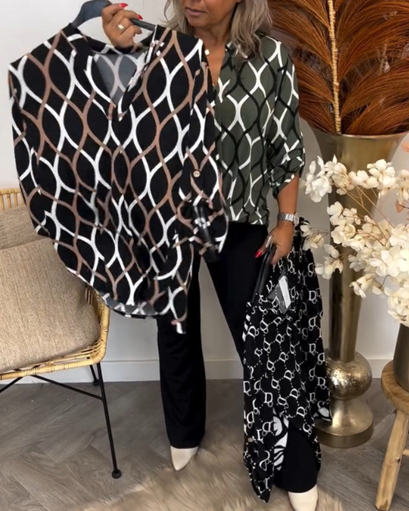 Tanya Casual långärmad blus med vackert mönster