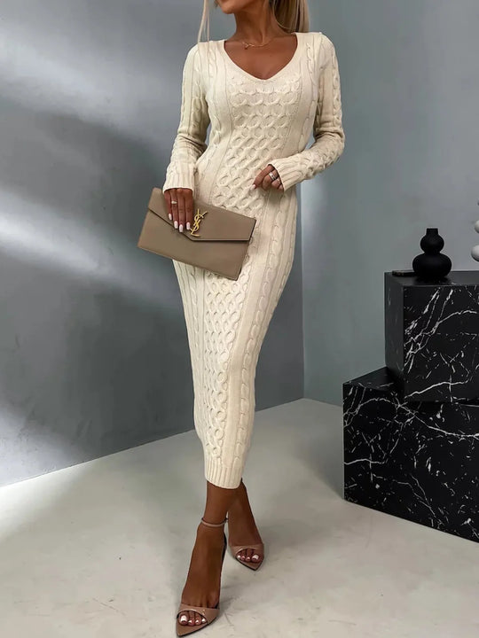 Jana™ - Elegant sweaterklänning med spets i ryggen