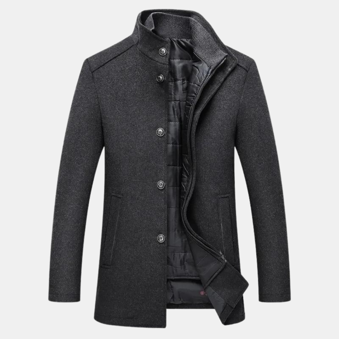 Snygg trenchcoat i tjock ull