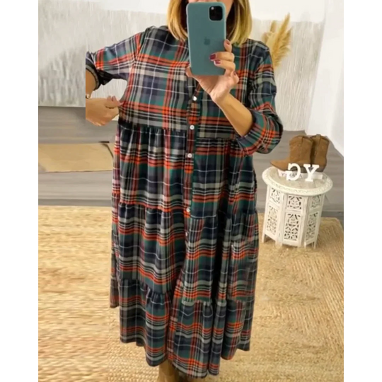 Vintage rutig damklänning för streetwear
